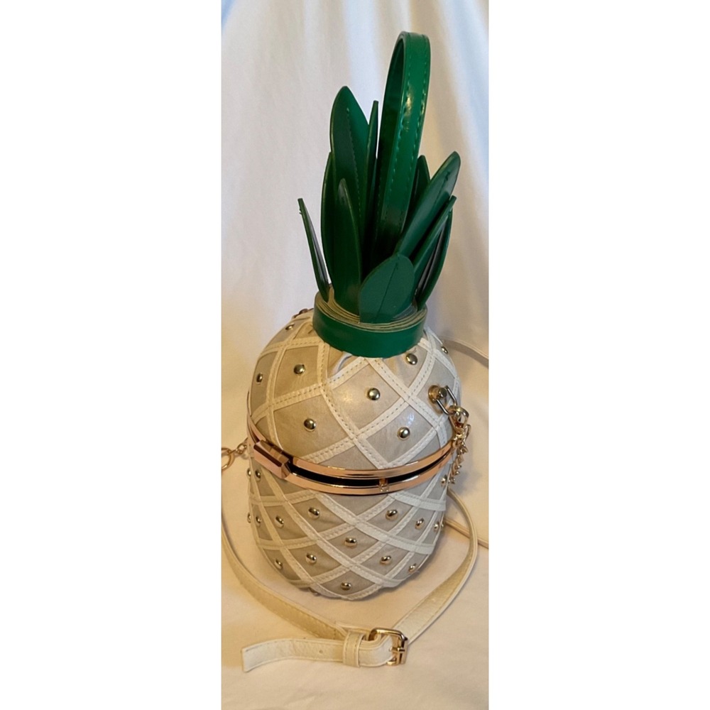 Beach TROPICAL VACAY Tan PINEAPPLE Crossbody Purse Handbag CUTE STATEMENT PIECE! - Picture 4 of 8